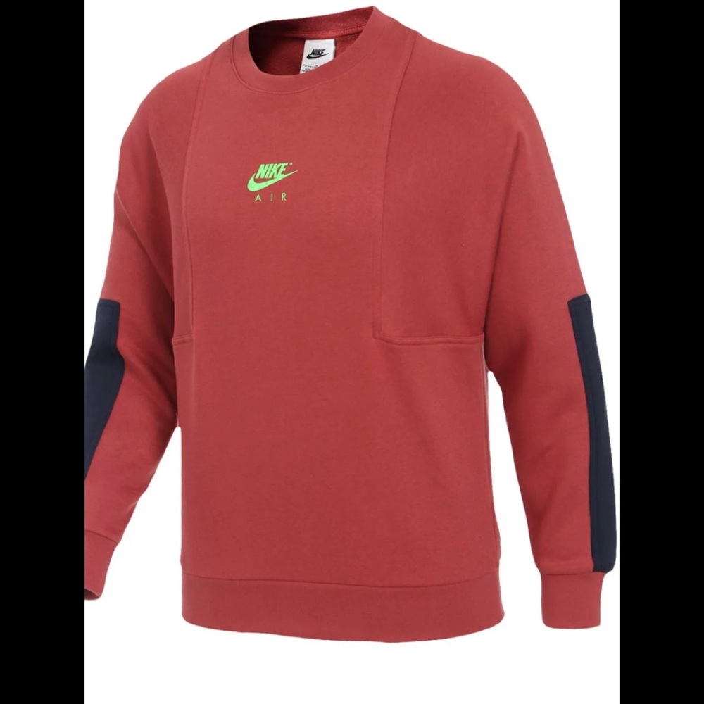 Nike Air Brushed-Back Crew Neck Pullover Sweatshirt Red Men's  L DD6403-661 NWT.